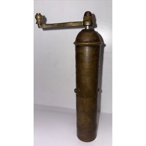 Vintage‎ ATLAS Brass Pepper Grinder Pepper Mill Made In Greece 8" Tall